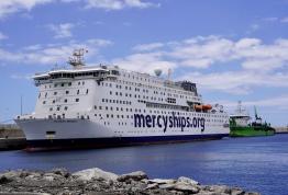 El buque hospital Global Mercy™ regresa al Puerto de Granadilla después de su primera misión humanitaria