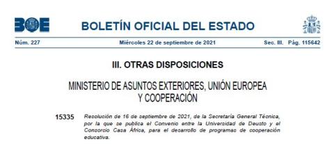 Convenio entre la Universidad de Deusto y el Consorcio Casa África