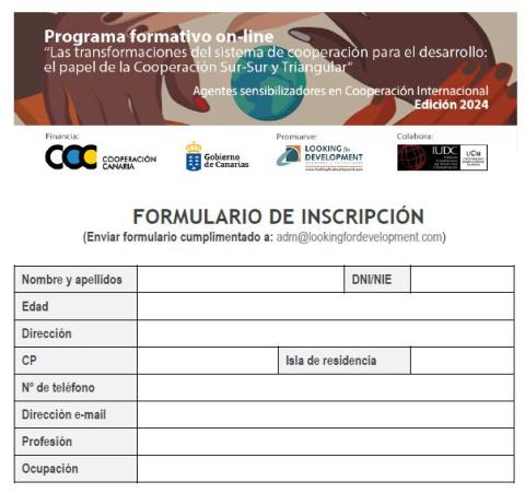 Formulario de inscripción