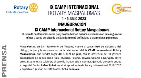 Convocatoria de prensa Camp Rotary Maspalomas 2023 Convocatoria de prensa Camp Rotary Maspalomas 2023