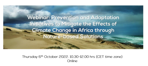 Schedule for the webinar about initiatives to mitigate the effects of climate change in Africa through Nature-based Solutions (NbS)