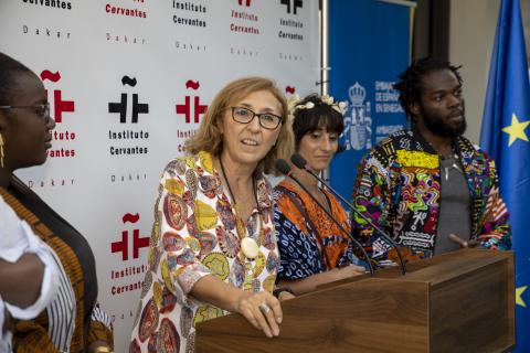 La directora del Cervantes, Concha Barceló Estevan, durante la inauguración de la muestra ©Patricia Esteve