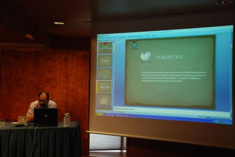 7. Taller Wikiáfrica en el Auditorio Nelson Mandela de Casa África, dirigido por Marcos Tallés -Secretario de Wikimedia en España-