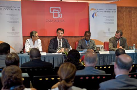 7. Imagen de las conferencias realizadas por la I Reunión del Espacio Atlántico Euroafricano celebrada en Casa África
