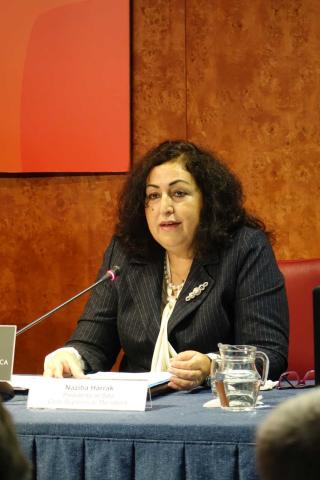 10. Imagen de Naziha Harrak -Presidenta de Sala de la Corte Suprema del Reino de Marruecos- en el Seminario Seguridad Jurídica España-Marruecos- en Casa África