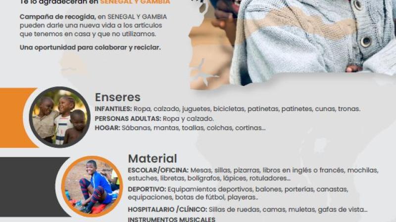Campaña solidaria de recogida de enseres para Senegal y Gambia