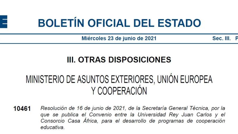 Convenio entre la Universidad Rey Juan Carlos y el Consorcio Casa África