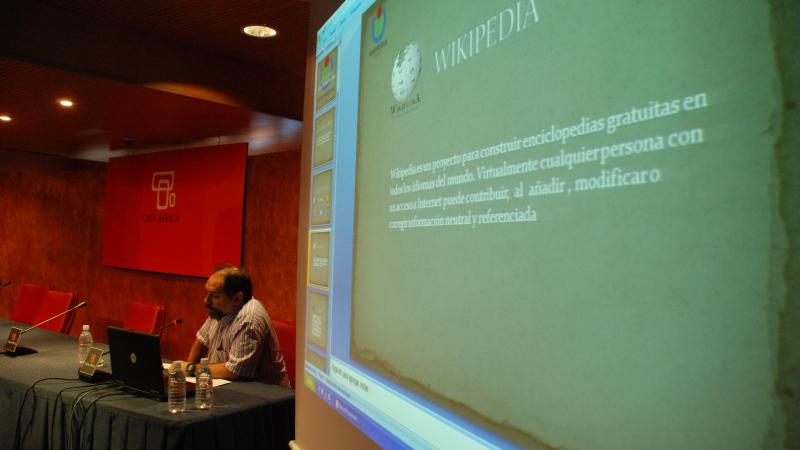 2. Taller Wikiáfrica en el Auditorio Nelson Mandela de Casa África, dirigido por Marcos Tallés -Secretario de Wikimedia en España-