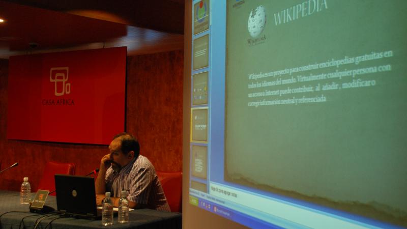 10. Taller Wikiáfrica en el Auditorio Nelson Mandela de Casa África, dirigido por Marcos Tallés -Secretario de Wikimedia en España-