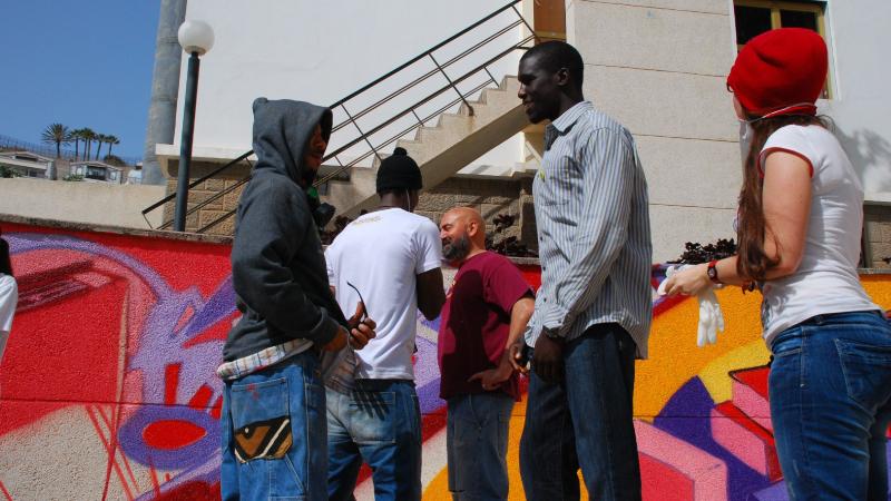 40. Imágenes del proceso de creación del Mural Desarrocio: Mural comunitario 'Urban Art en el Campus' en la Universidad de Las Palmas de Gran Canaria