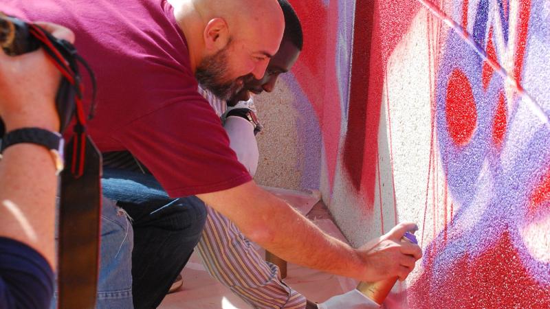 44. Imágenes del proceso de creación del Mural Desarrocio: Mural comunitario 'Urban Art en el Campus' en la Universidad de Las Palmas de Gran Canaria