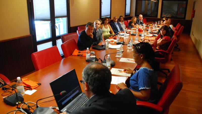 16. Imagen de la reunión por la visita de la Sra. Dña. Fikile Magubane, Embajadora de Sudáfrica en España, en Casa África