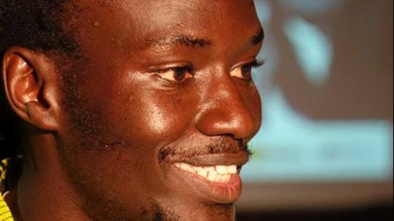 6. Imagen de Mamadou Dia, autor de 3052. Persiguiendo un sueño, en su presentación en Casa África (2014)