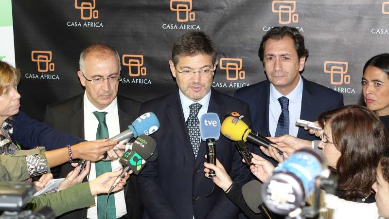 4. Imagen de Rafael Catalá Polo -Ministro de Justicia de España- en la rueda de prensa previa al Seminario Seguridad Jurídica España-Marruecos, en Casa África